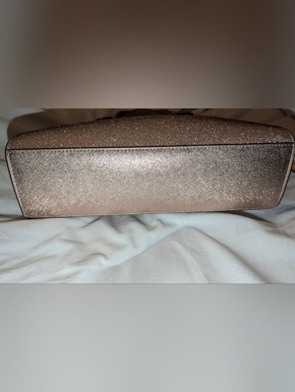 Kate Spade Glitter Tinsel Satchel Crossbody Rose Gold VGC - Picture 5 of 13